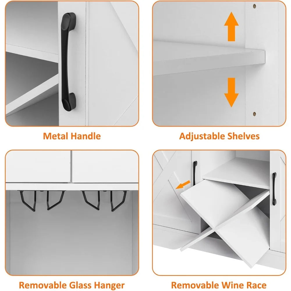 Large Kitchen Storage Cabinet with 2 Drawers, 41.7L x 15.5W x 47H, Coffee Bar Buffet Table
