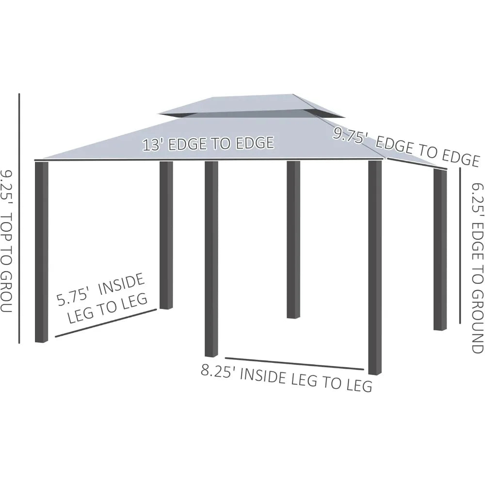 10' x 13' Patio Gazebo, Outdoor Gazebo Canopy Shelter with Curtains, Vented Roof, Sturdy  Steel Frame, UV resistant Pergola