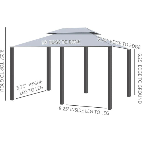 10' x 13' Patio Gazebo, Outdoor Gazebo Canopy Shelter with Curtains, Vented Roof, Sturdy  Steel Frame, UV resistant Pergola