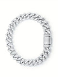 One piece S925925 silver 8.7 carat moissanite Cuban chain bracelet | American street style creative new wave elegant and exquisi