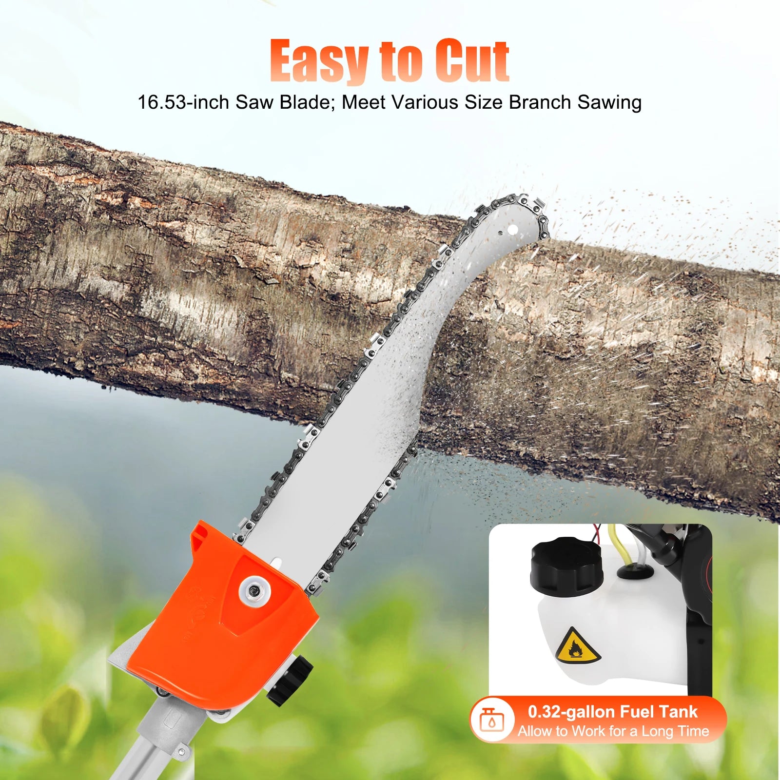 Gasoline Power High Branch Saw 52cc 2-stroke Engine 9500r/min 1.25KW 6500RPM Garden High Branch Saw