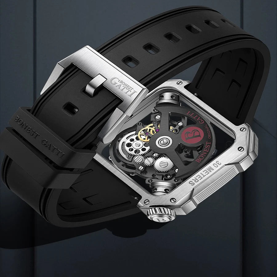BONEST GATTI men's Watch Valentine's Day gift for your boyfriend: Men's automatic skeleton watch and luminous Watch BG5604