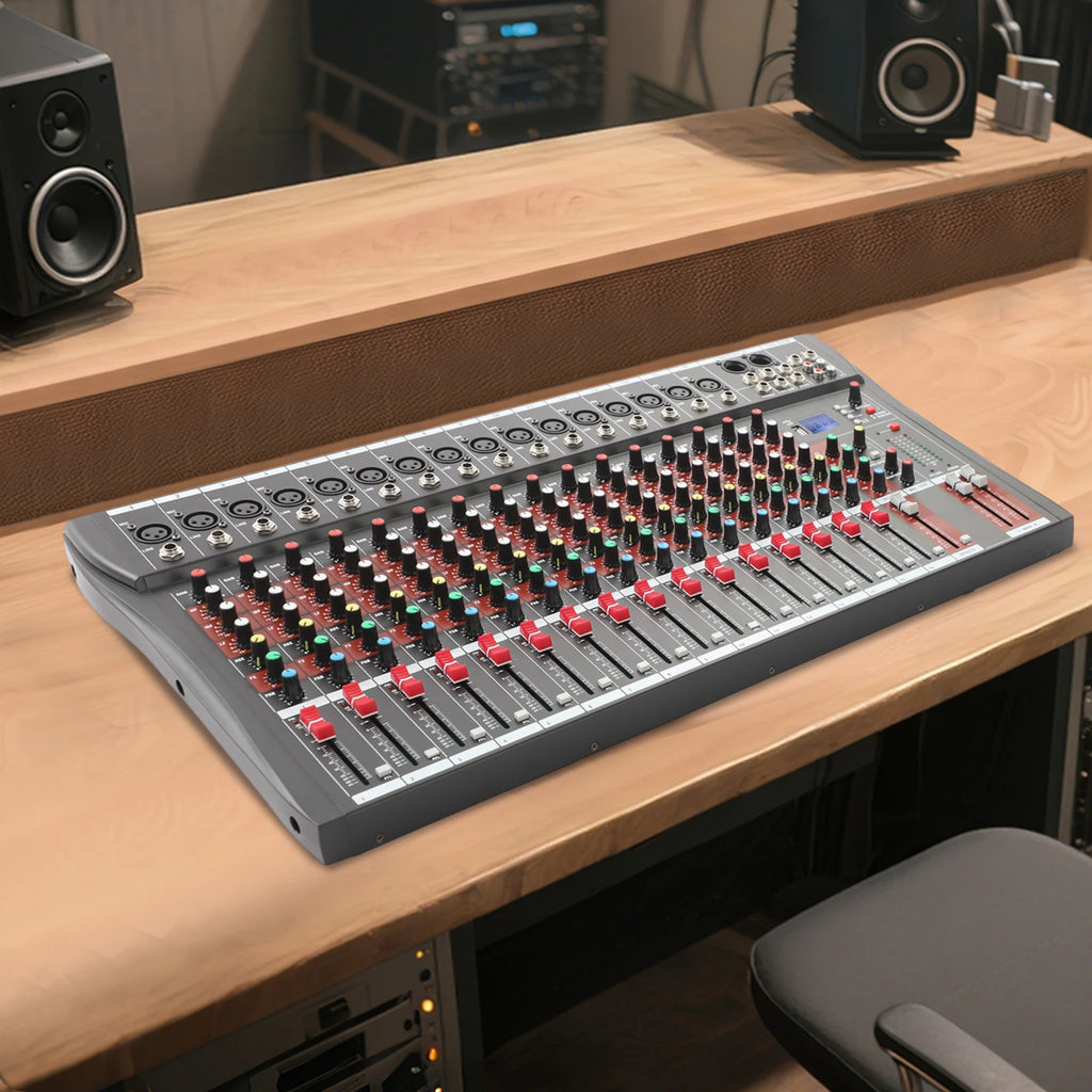 16 Channel DJ Audio Mixer with Bluetooth USB, Studio Audio Sound Mixer Console, Professional Power Mixer