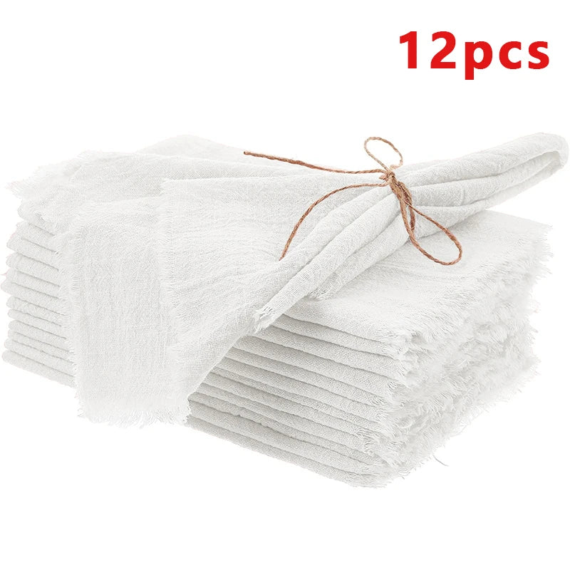 6/12pcs Vintage Rustic Napkins Retro Burr Soft and Absorbent Napkin Cloth Linen for Wedding Party Table Decorations 32x32cm