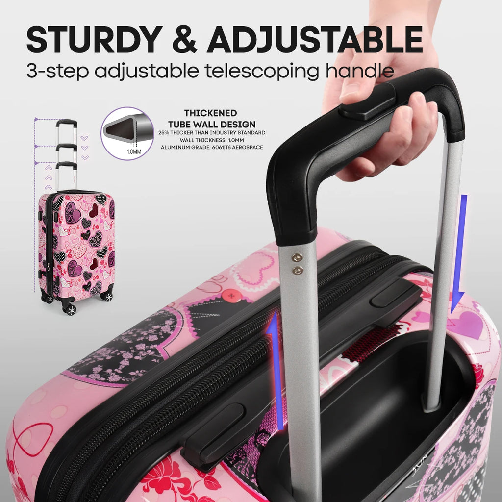 3 Piece Luggage Set Hardshell Expandable Suitcase with Spinner Wheels &TSA Lock Print Lightweight Travel Suitcase Set-20"/24"/28