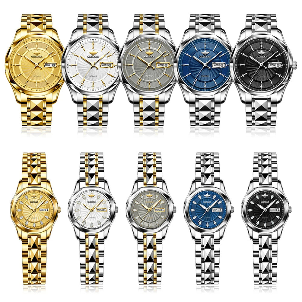 OUPINKE 3172 Mechanical Ladies' Watch Diamond Dial Auto Calendar Sapphire Mirror Imported Japan Automatic Movement  Set