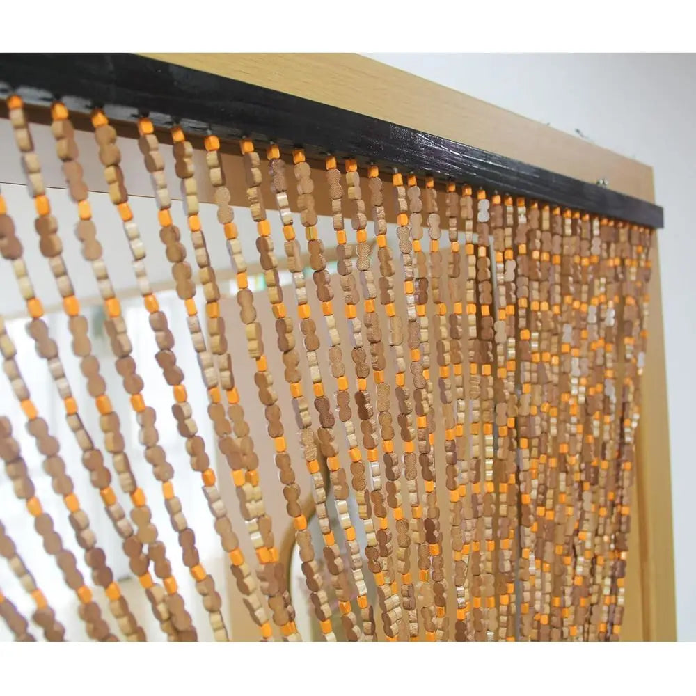 45-Strand Vibrant Bohemian Beaded Door Curtain, Wooden Bead Screen for Entrances, 36x79