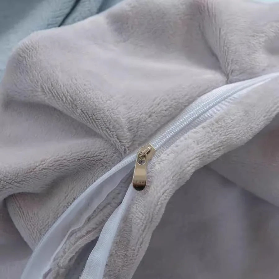 Cozy Warm Dark Grey Duvet Cover Set Anti-Static 4 Pieces Winter Bedding Set with Comforter Fitted Sheet Pillow Shams Yellow 2M