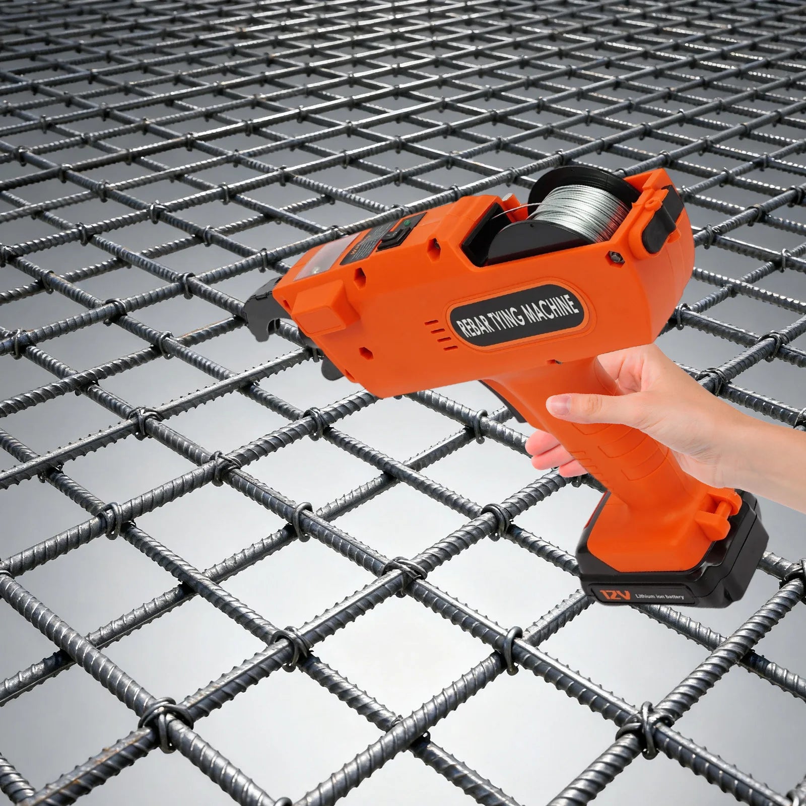 8-34mm Rebar Tying Machine Automatic Handheld Rebar Tying Tool Reinforcing Steel Tying Machine Orange/Blue