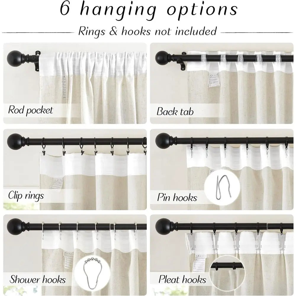 Extra Long 144 Linen Curtains, Pinch Pleat, Back Tab, Light Filtering, 52 W x 144 L, 2 Panels