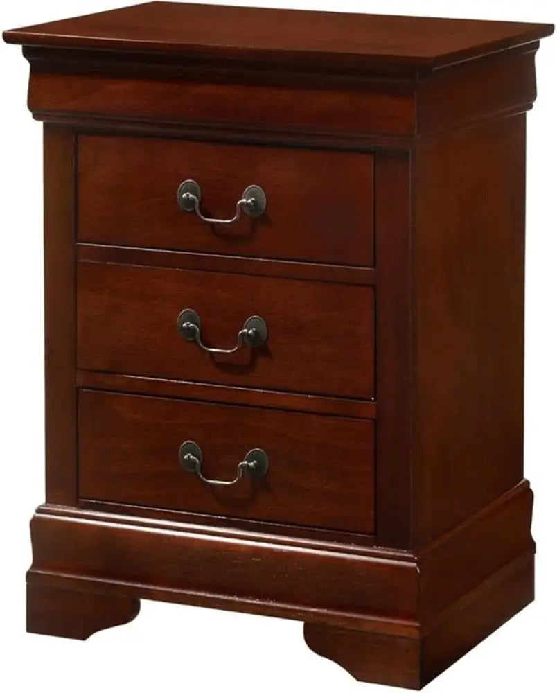 Louis Phillipe 3 Drawer Nightstand in Cherry