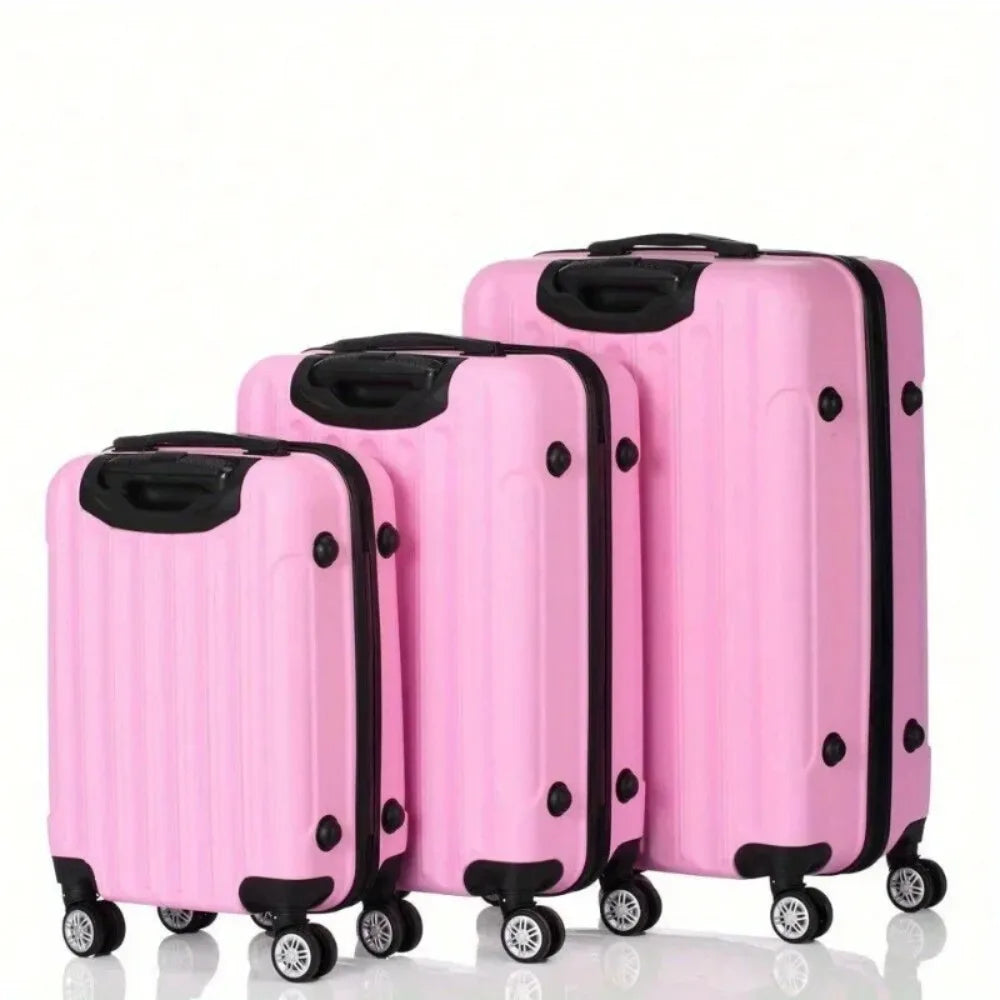 3Pcs Spinner Luggage Set Travel Rolling Suitcase Trolley Case 20/24/28 inch Pink