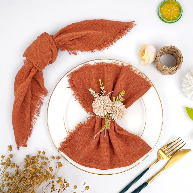 6/12pcs Vintage Rustic Napkins Retro Burr Soft and Absorbent Napkin Cloth Linen for Wedding Party Table Decorations 32x32cm