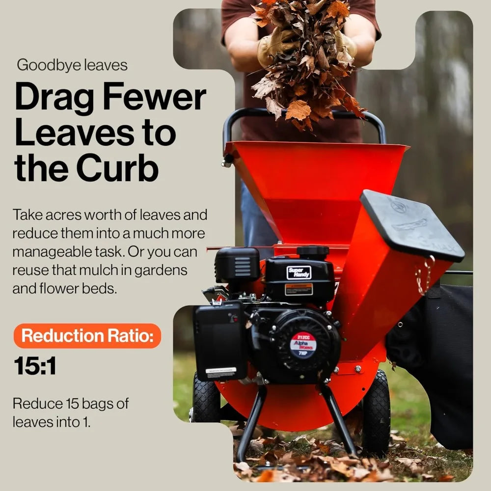 Wood Chipper Shredder Mulcher Ultra Heavy Duty 7HP 3 in 1 Multi-Function 3" Inch Max Capacity