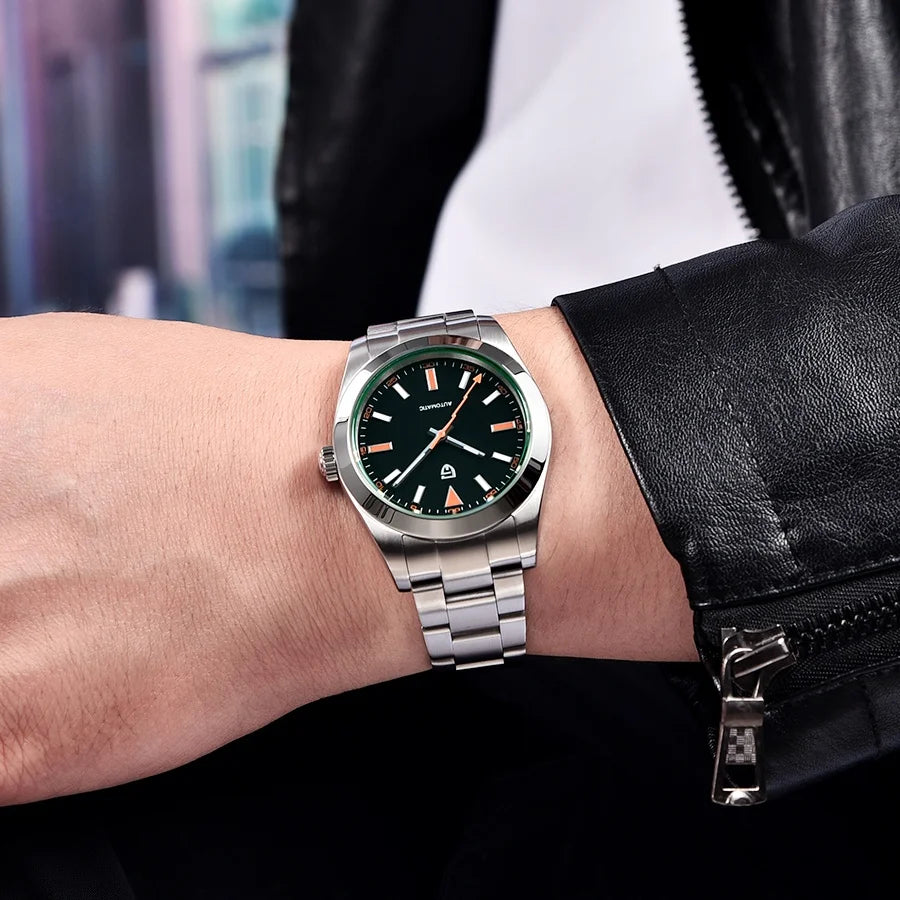 PAGANI DESIGN Green Circle Mechanical Watch Japan Movt Waterproof Sapphire Men watch 316L All Steel Luminous Luxury Man watch