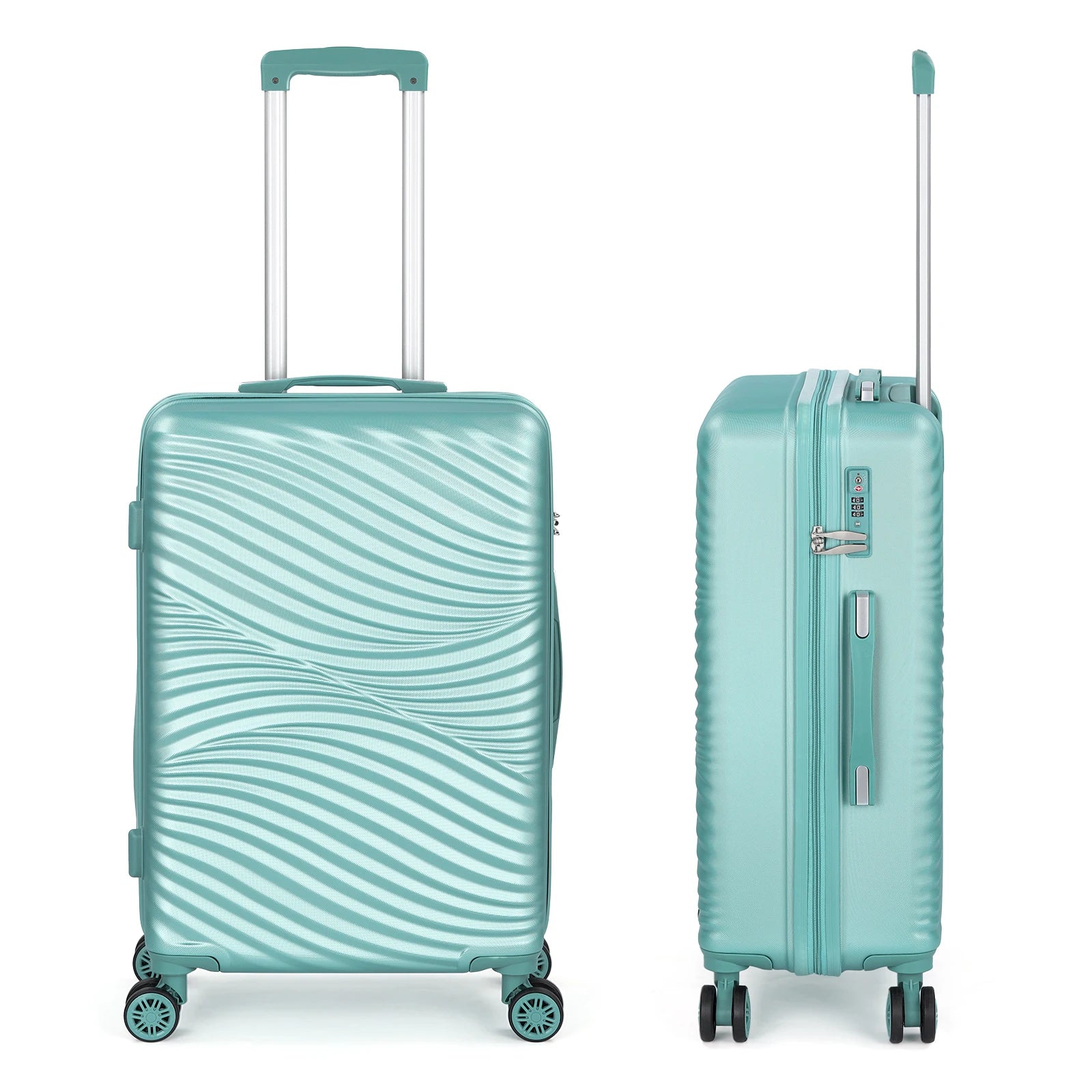PC+ABS Expandable Luggage with Double Spinner Wheels & TSA Lock - Mint Green Airline Approved