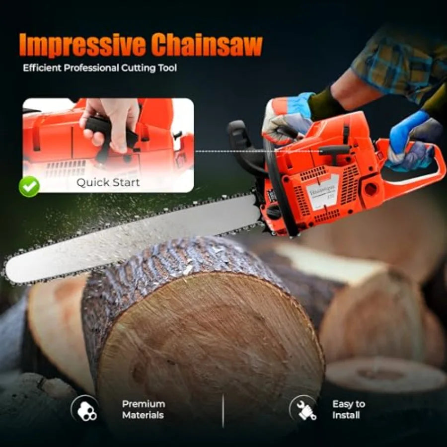 28Inch 71CC Gas Chainsaw 2-Stroke Cordless Hand Pull Start Single Cylinder Gasoline Powered Chainsaw for Forest Wood Garden and