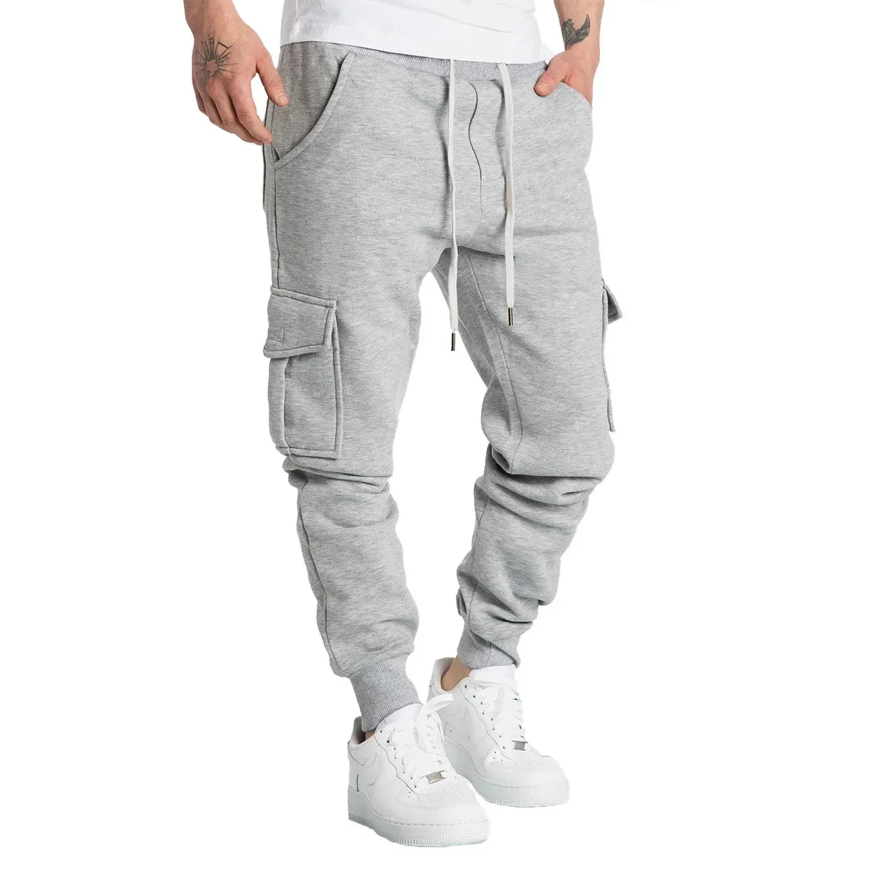 New Mens Sweatpants Straight Fit Joggers for Sports and Streetwear Loose Oversized Drawstring Long Pants Men Multi-pocket Pants