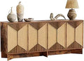 Large Modern Boho Rattan Buffet Sideboard Cabinet with Storage and Credenza