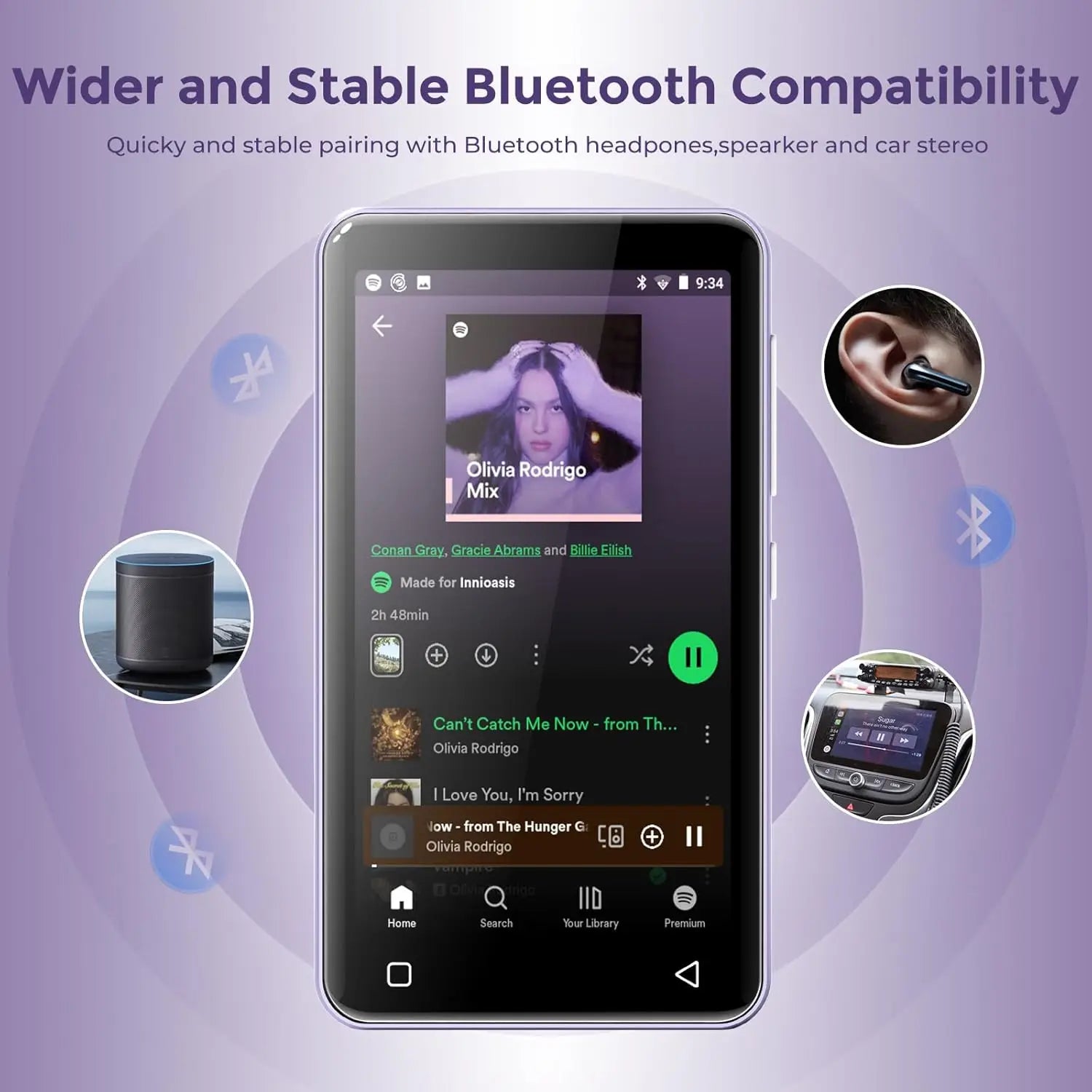 80GB MP3 Player with Bluetooth, WiFi, Spotify Kids, Pandora, Audible, 4.0 Touch Screen, Parental Controls, Up to 1TB (White