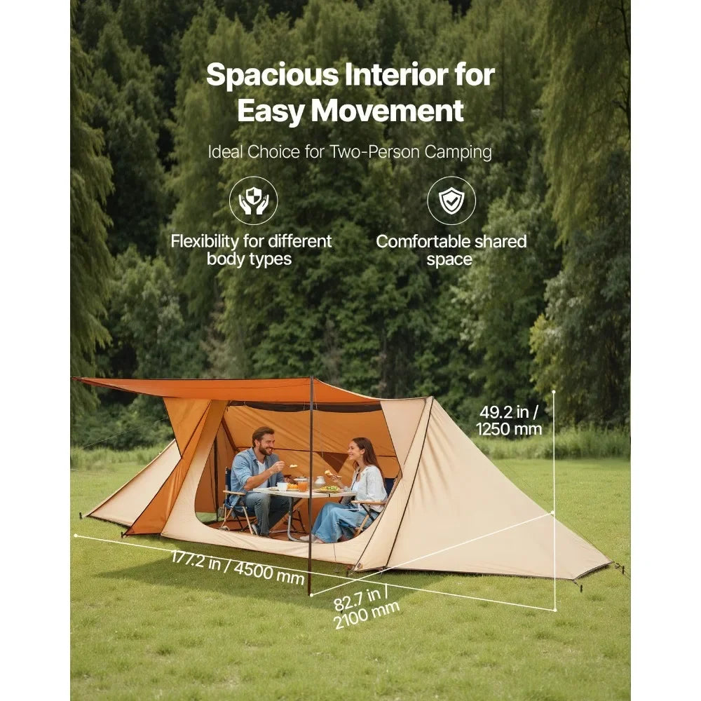 Lightweight Camping Tent with Stove Jack & Poles for 2 Person Hot Tent