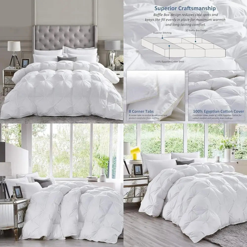 Luxury Siberian Goose Down Queen Comforter Duvet Insert - 1200 Thread Count Egyptian Cotton All-Season Comfort