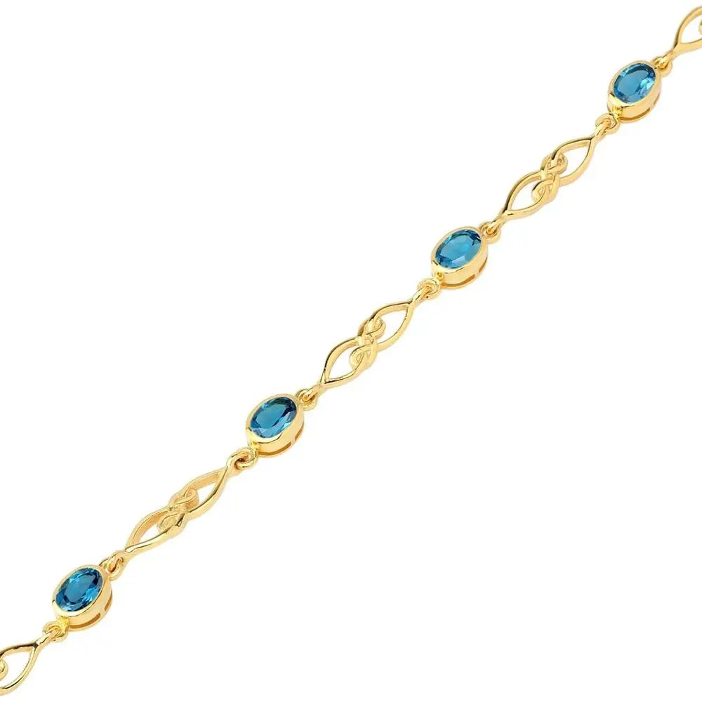 Sterling Silver Celtic Knot Bracelet with Birthstone, Adjustable 7.25-8.75 for Women in White or Yellow Gold Plated