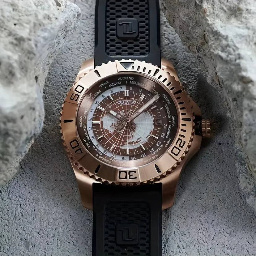 OBLVLO men's watch with luminous double-sided openwork automatic mechanical strong movement, a novel mechanical watch for men