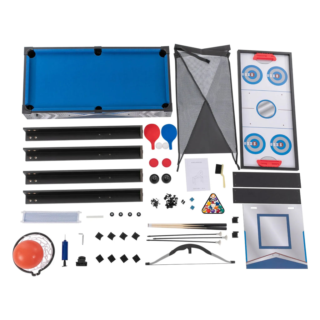 5-in-1 Multi Game Table Mdf Combo Game Table Billiard Basketball Hockey Ping Pong Safety Bow Arrow Casual Table Game