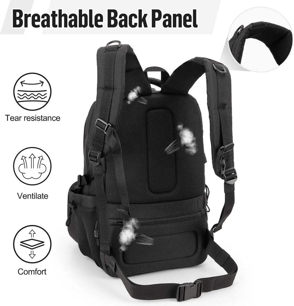 Tactical Backpack with Lunch Box for Men: Laptop Compartment Bookbag with lunchbox for Work School for Women Mens Black