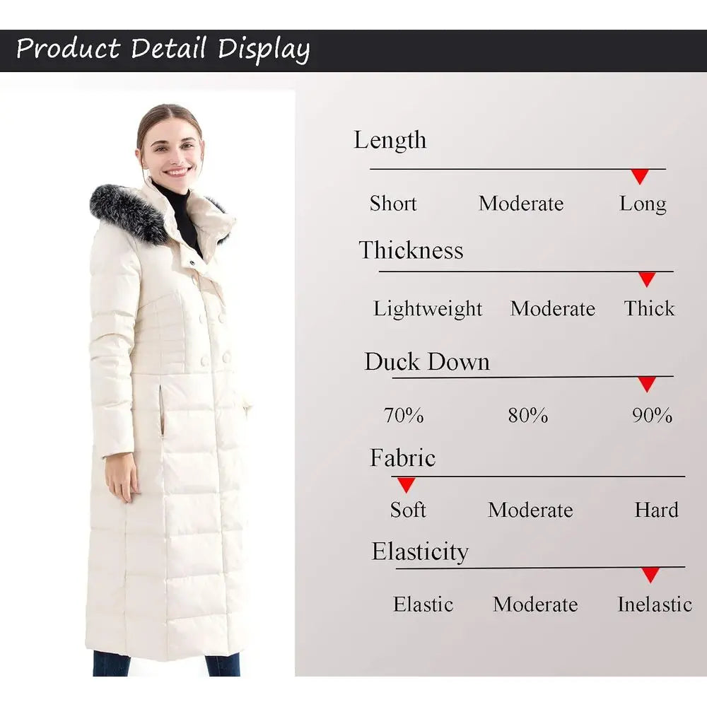 Women's Hooded Thickened Long Down Jacket Maxi Down Parka Puffer Coat