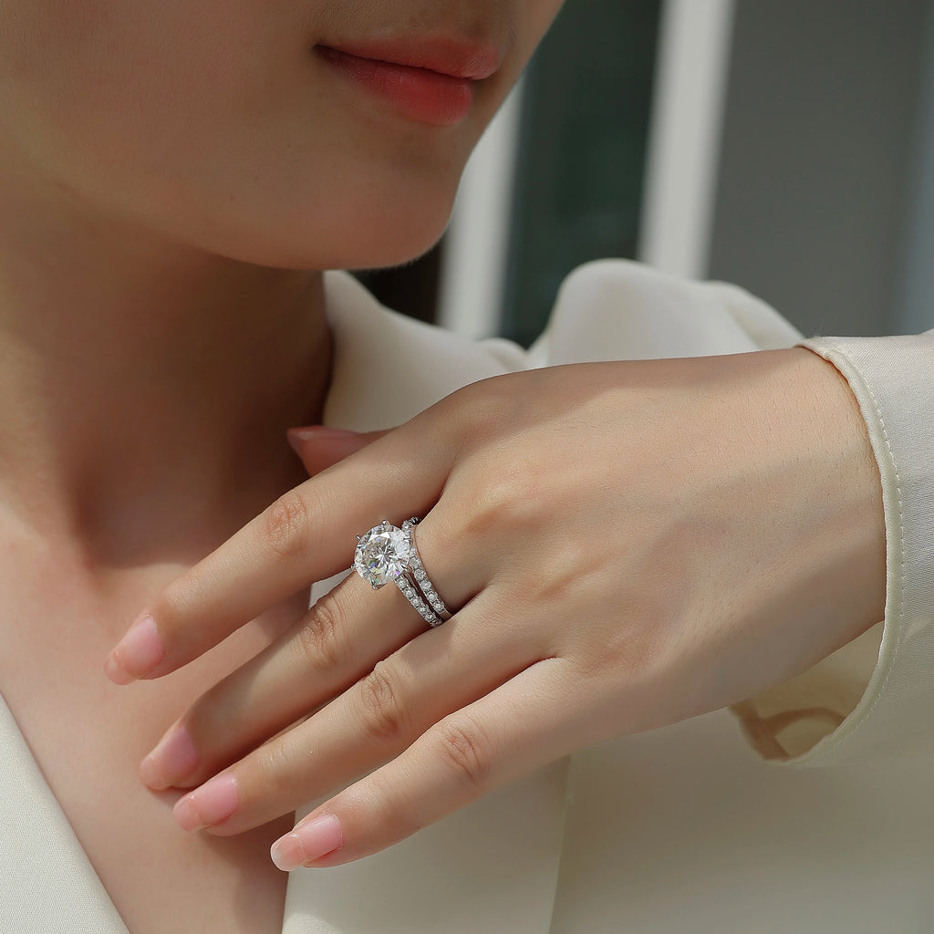 5 carat moissanite ring, 925 sterling silver, suitable for men and women, suitable for parties, Valentine's Day, proposal, engag