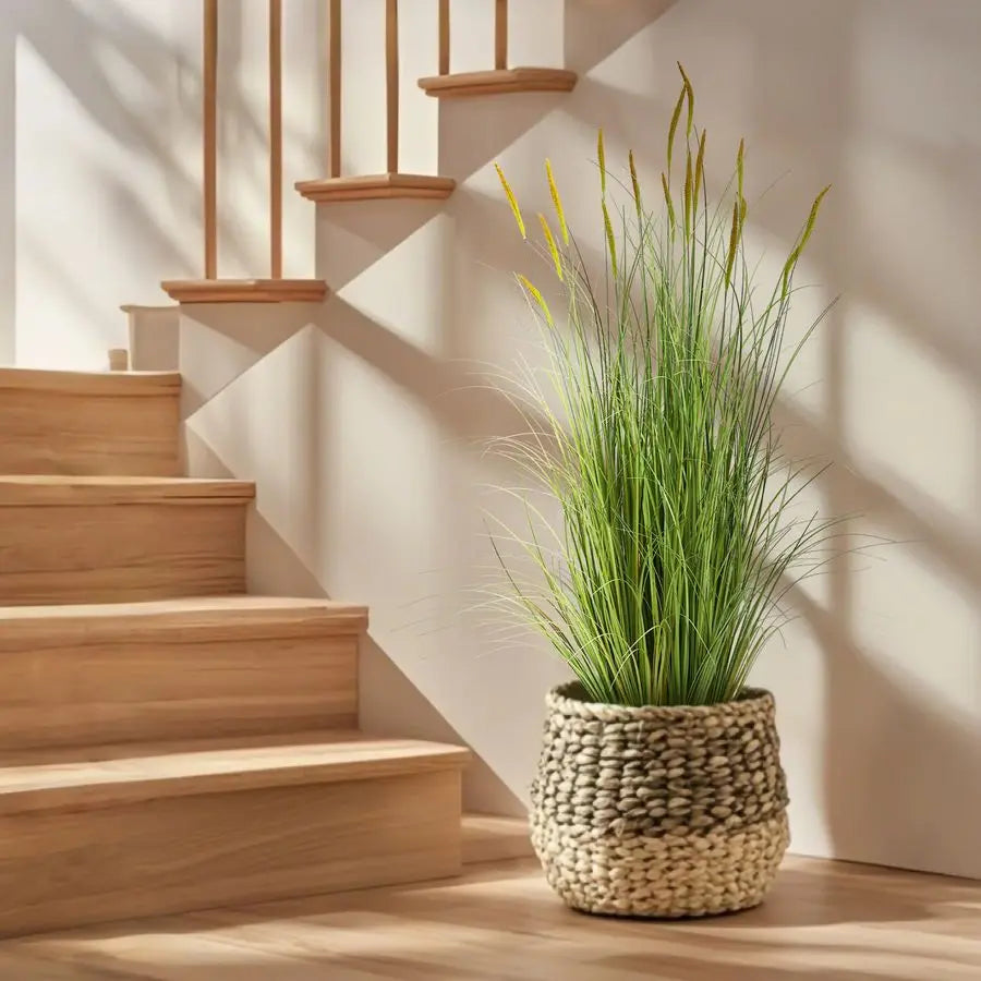 4ft 2Pack Artificial Cattail Reed Grass, 47.2 Artificial Indoor Outdoor Fake Onion Grass Plant, Home Office Wedding Decorative P