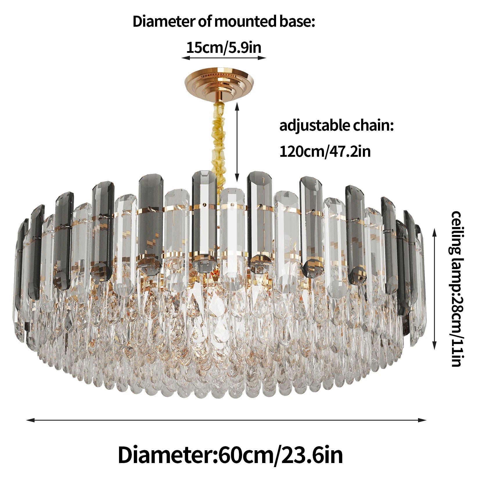 LUVODI 80cm Round Crystal Chandelier Light Super Bright Pendant Ceiling Light for Home Hotel Funiture