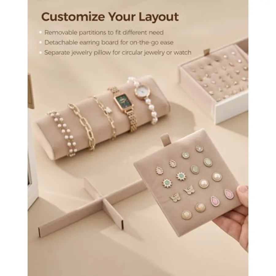 360° Rotating Jewelry Box with 9 Drawers Spacious Vertical Jewelry Organizer with Glass Window Jewelry Storage Case Dustproof a