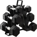Premium Rubber Encased Hex Dumbbell Sets for Home Gym and Fitness Training 46LBS Set 60LBS Set 100LBS Set with Durable Rubber C