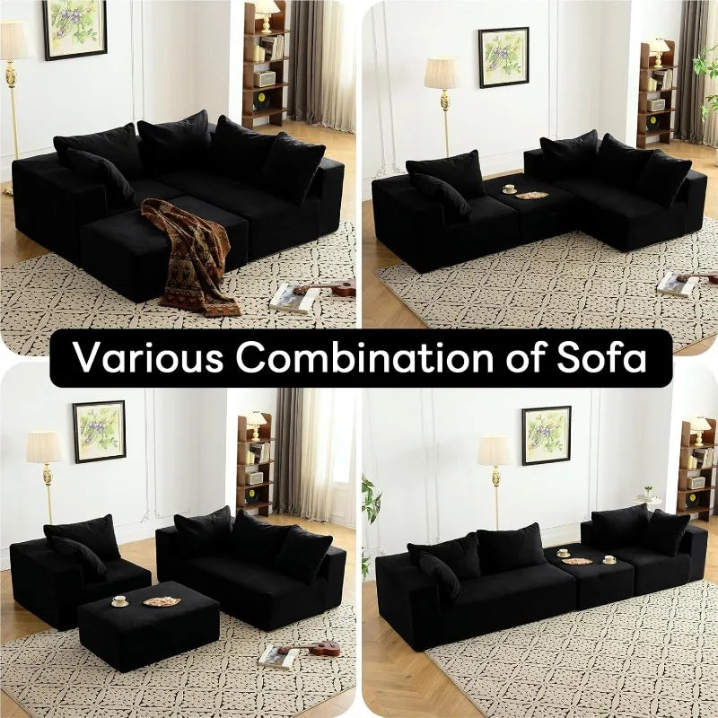 Modular Sectional Sofa with Chaise, Modern L Shaped Cloud Couch with Deep Seat, Sectional Couches for Living Room, Bedr