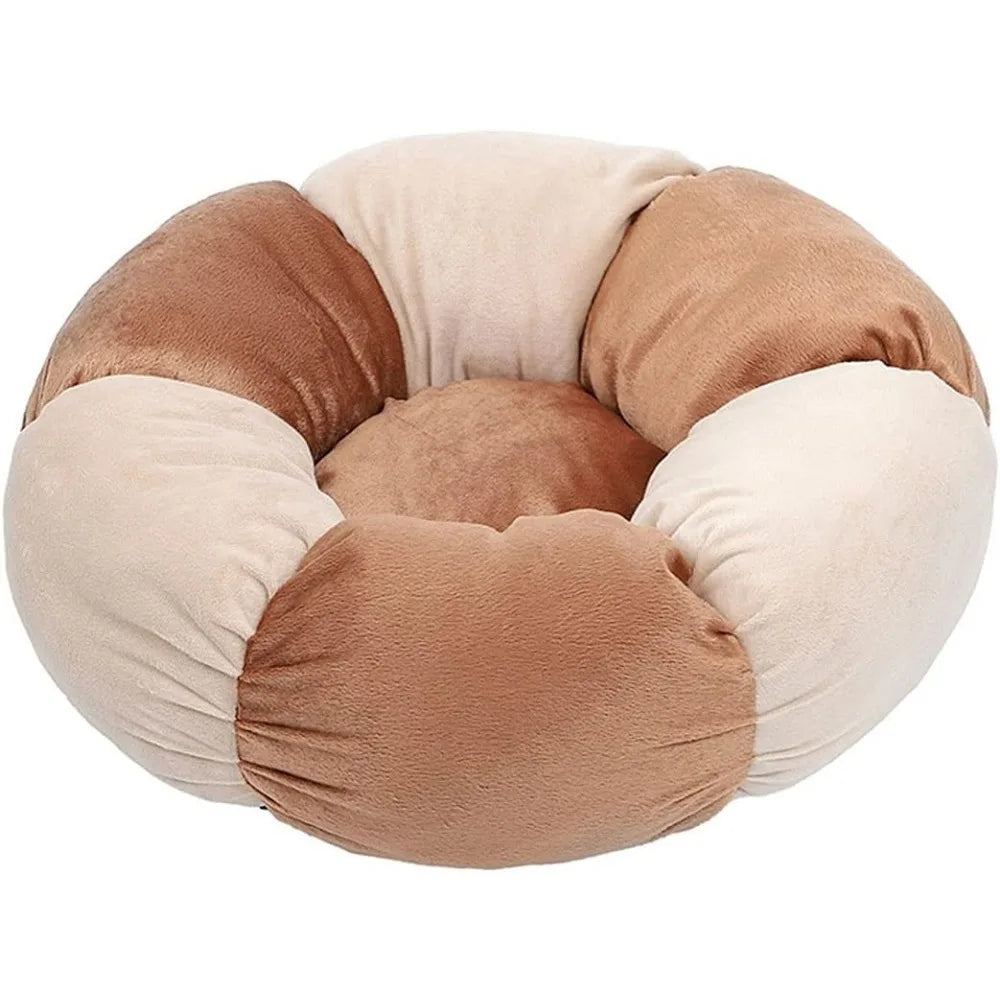 Medium Round Washable Dog and Cat Bed, 40x40cm Cushioned Mat for Warm Sleep, Gray 60cm Nesting Pet Bed