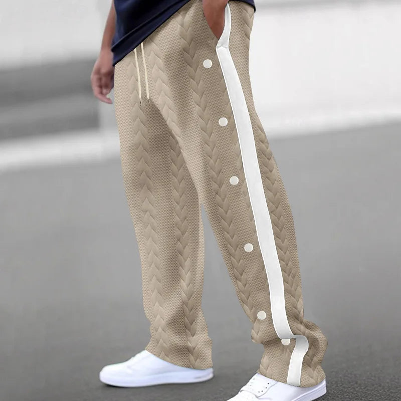 New Men's Textured Jacquard Pants Single-breasted Loose Casual Pants Versatile Sweatpants