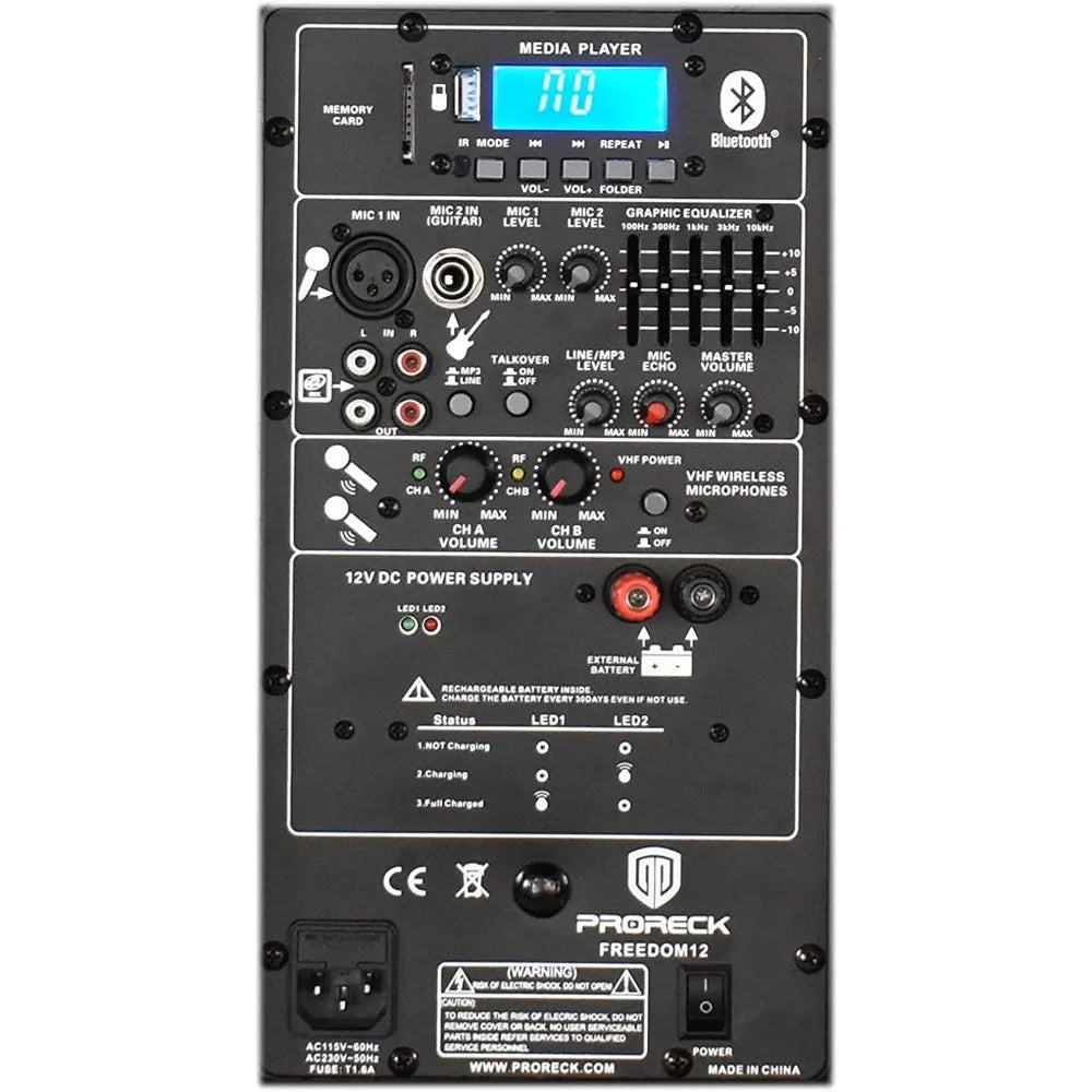 12 Portable Wireless 12-Inch 500 Watt Powered Dj/PA Speaker Rechargeable Karaoke System with Bluetooth