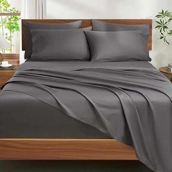Ivellow 100% Egyptian Cotton Sheets King Size Set - 1200 Thread Count 6 PC 18 Deep Pocket King Size Bed Sheet Set，Durable Hotel