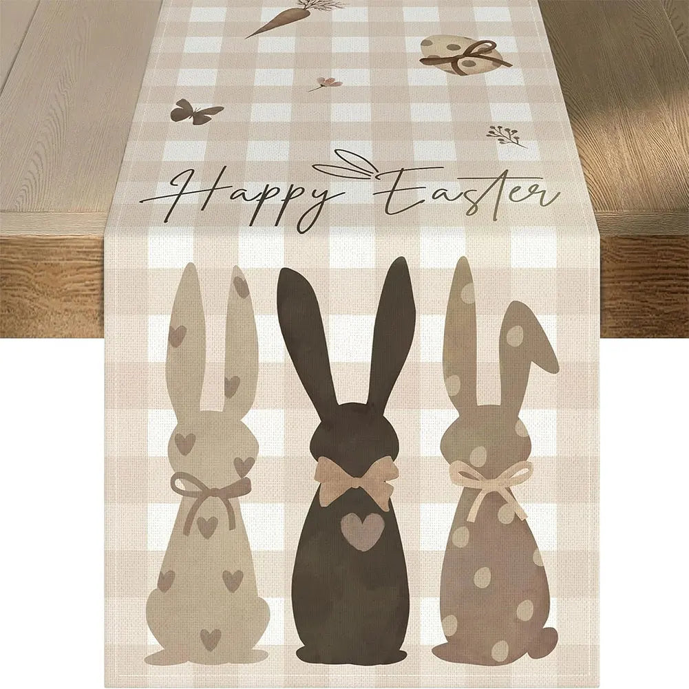Easter Bunny Linen Table Runner Bunny Dining Table Cloth Placemat Easter Bunny Spring Linen Table Runner Holiday Party Decor