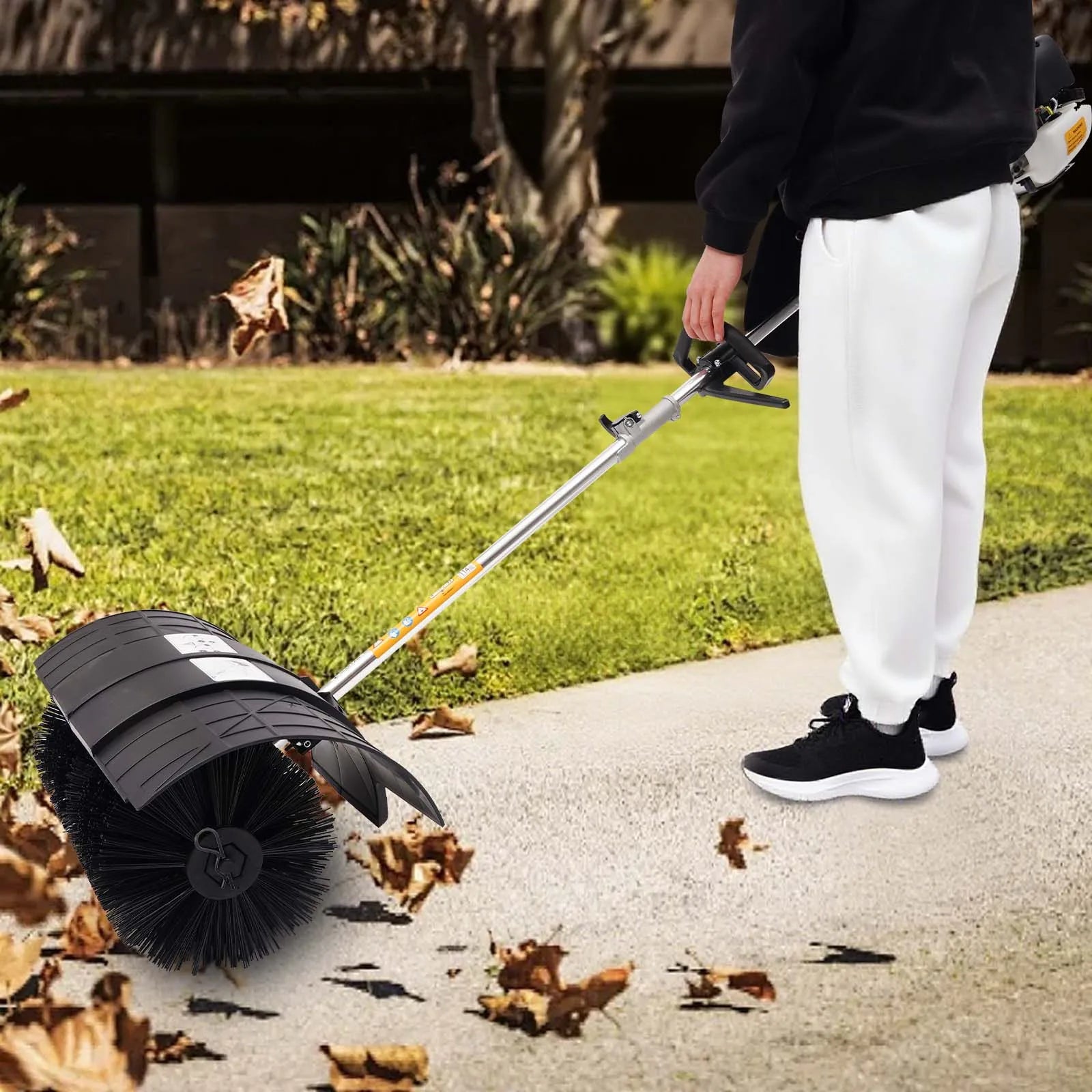 8500rpm Gasoline Powered Broom Sweeper,1700W 52CC 2-Stroke Gasoline Lawn Cleaning Sweeping Machine, Handheld Sweeper