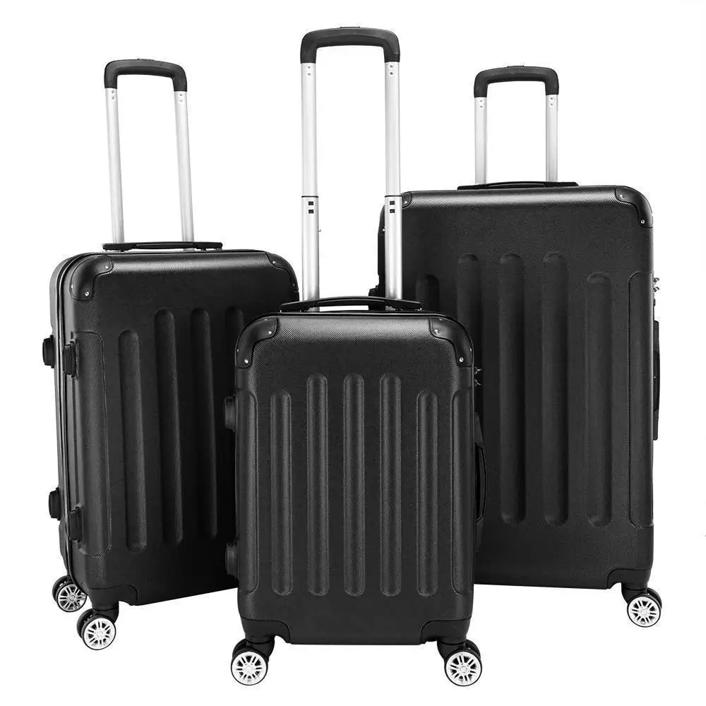 3pcs Luggage Coded Lock Travel Set Bag ABS Trolley Suitcase Deep Organization