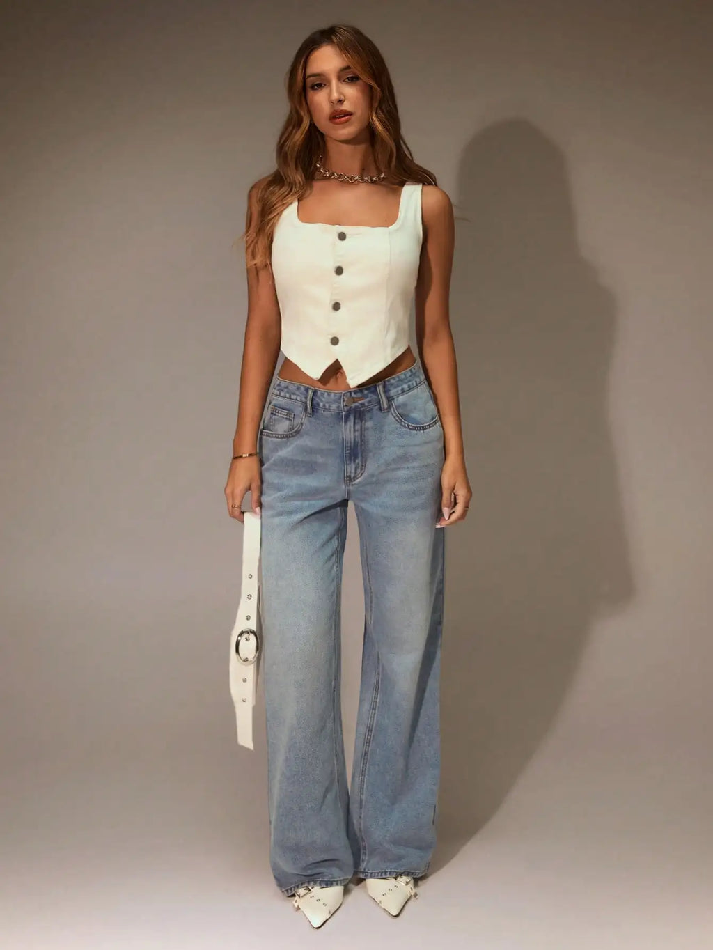 Women's High Waist Wide Leg Denim Jeans - Casual Y2K Style for Streetwear & Going Out
