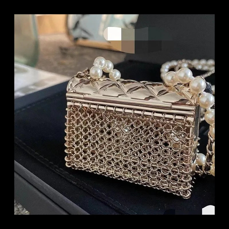 Internet Celebrity Star Same Pearl Bag Letter Crossbody Chain High Sense Long Necklace