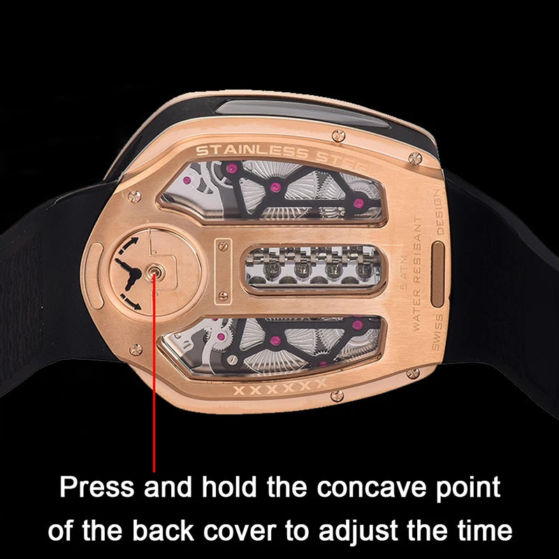 PINDU Design New Top Brand Men's Quartz Wristwatches Engine Engine Silicone Strap Compass Waterproof Watch For Men Watches