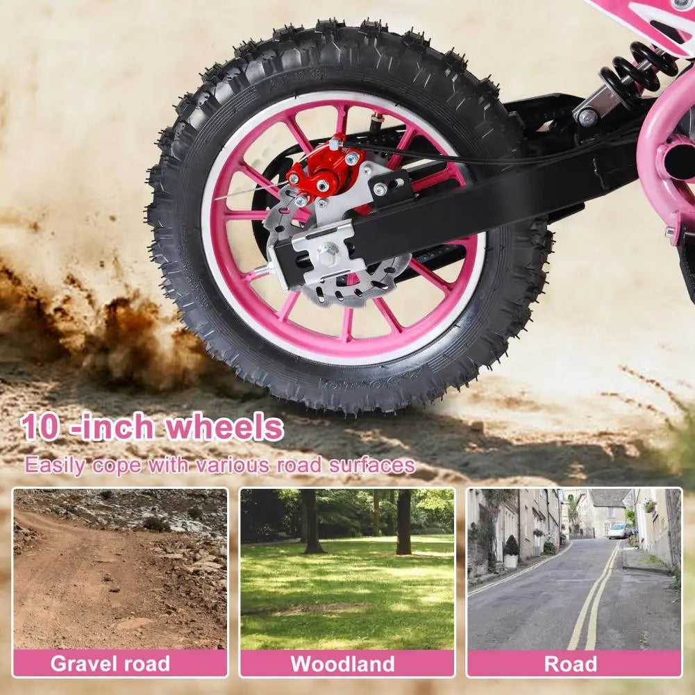 Gas Power Motocross 49cc 2-Stroke Kids Dirt Bike Off Road Mini Motorcycle Children Pocket Motorbike with Front Rear Disc Brakes
