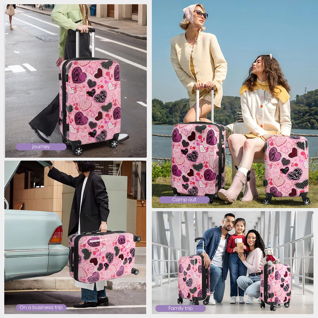 3 Piece Luggage Set Hardshell Expandable Suitcase with Spinner Wheels &TSA Lock Print Lightweight Travel Suitcase Set-20"/24"/28