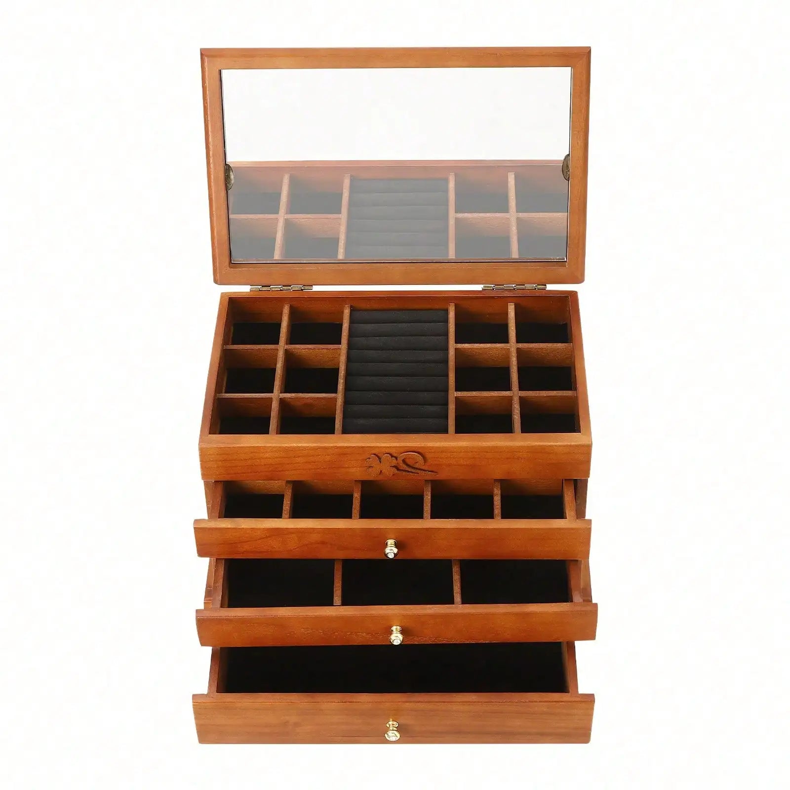 Wooden Jewelry Box For Women W/Mirror, Drawers, Jewelry Storage Organizer Jewelry Wooden Box 31*19.3*19.7cm/12.2*7.6*7.8in
